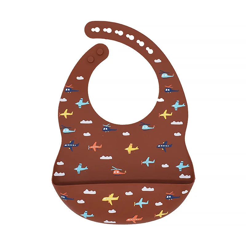Baby Bibs Cartoon Silicone Bib Waterproof Baby Feeding Newborn Saliva Towel Toddler Aprons Adjustable Burp Cloth Dropshipping