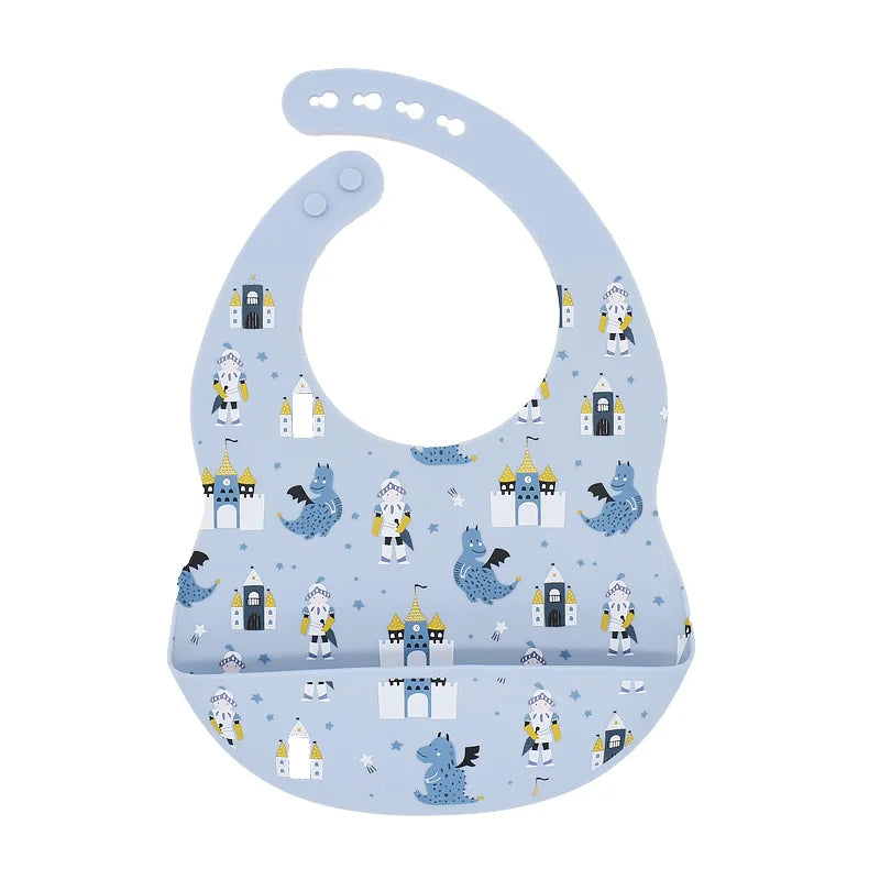 Baby Bibs Cartoon Silicone Bib Waterproof Baby Feeding Newborn Saliva Towel Toddler Aprons Adjustable Burp Cloth Dropshipping
