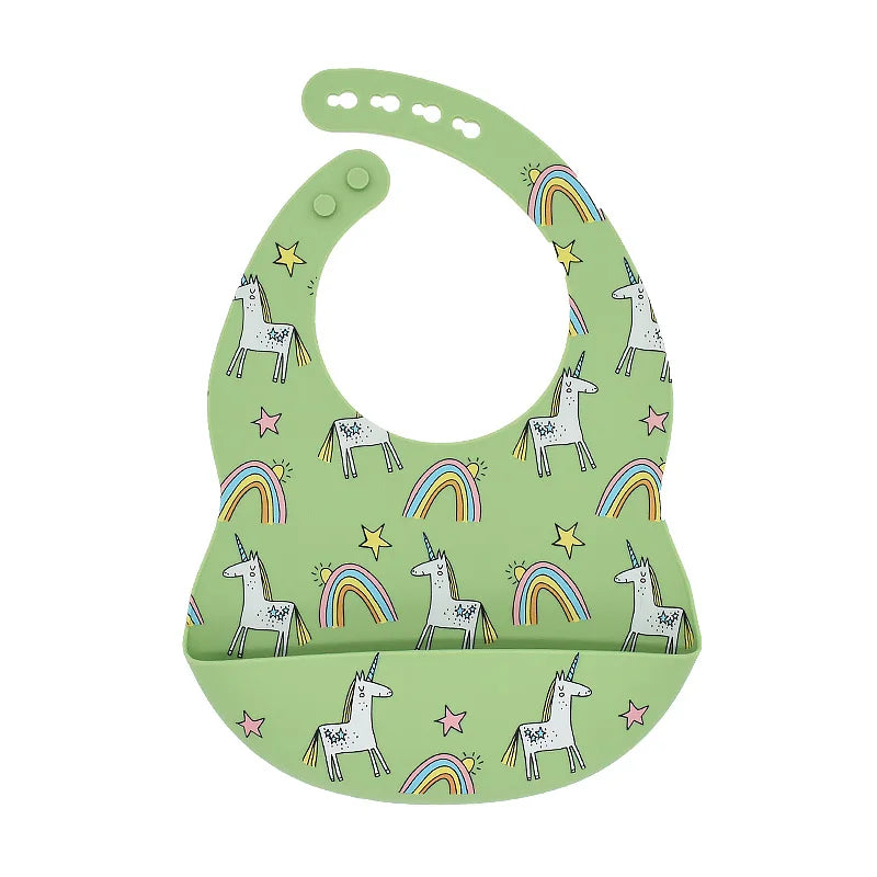 Baby Bibs Cartoon Silicone Bib Waterproof Baby Feeding Newborn Saliva Towel Toddler Aprons Adjustable Burp Cloth Dropshipping