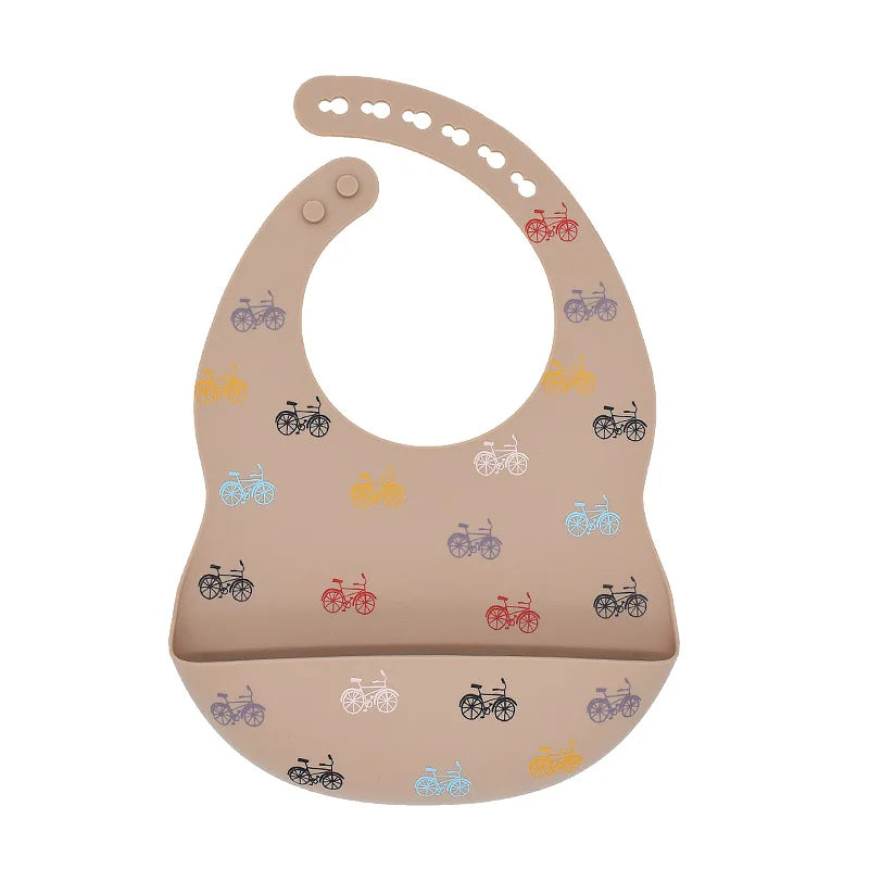 Baby Bibs Cartoon Silicone Bib Waterproof Baby Feeding Newborn Saliva Towel Toddler Aprons Adjustable Burp Cloth Dropshipping
