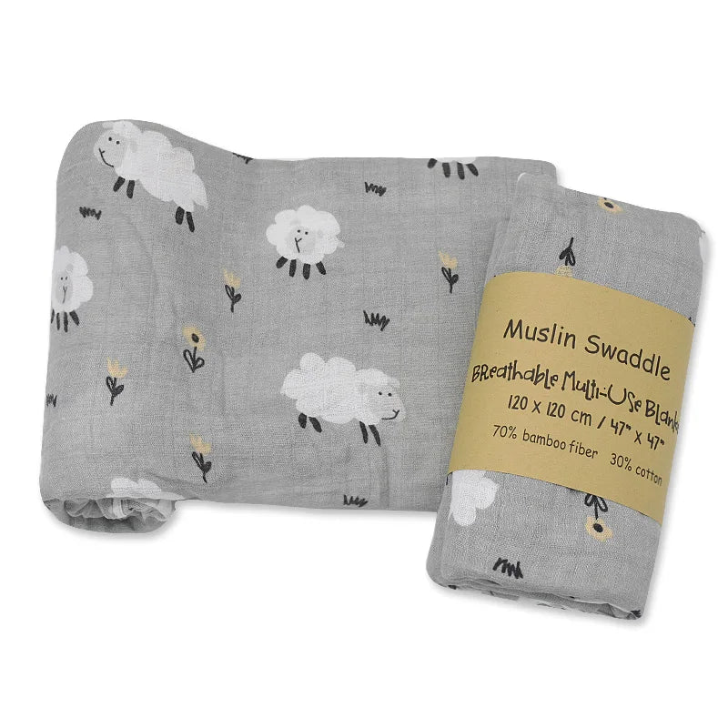 120x120cm Bamboo Cotton Baby Swaddle Bedding Bath Towel Infant Wrap Gauze Muslin Blankets Breathable For Newborn Baby Dropship