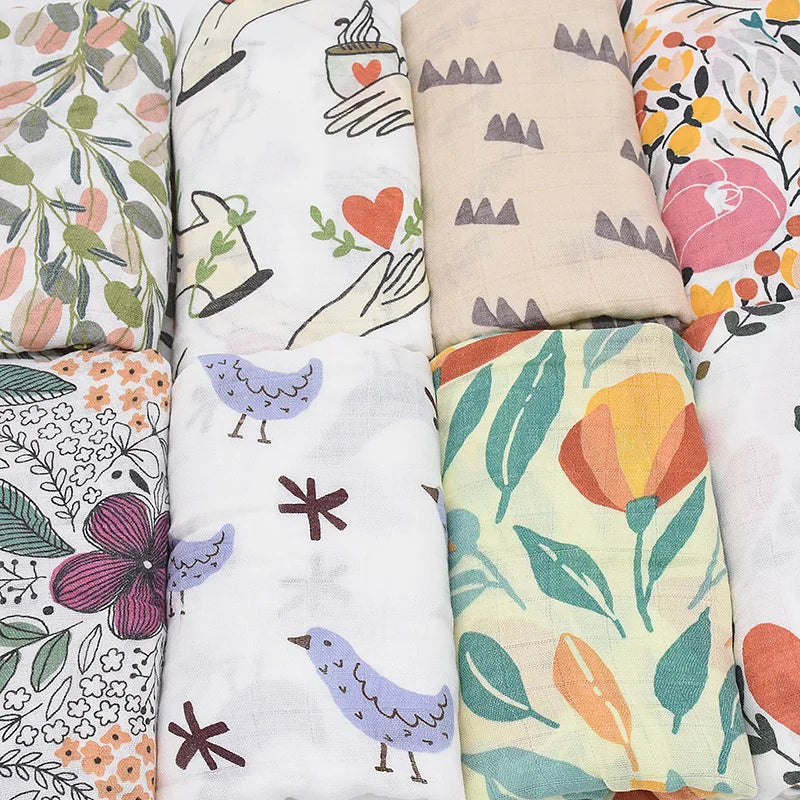 120x120cm Bamboo Cotton Baby Swaddle Bedding Bath Towel Infant Wrap Gauze Muslin Blankets Breathable For Newborn Baby Dropship