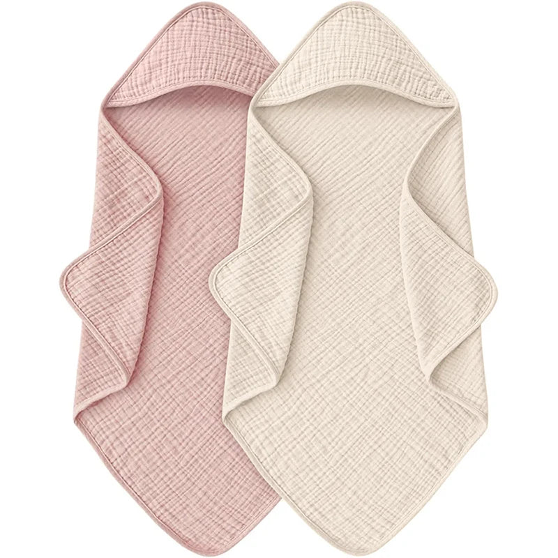1PC Muslin Hooded Baby Towels Ultra-Soft Cotton Absorbent Baby Bath Towels with Hood for Newborn Baby Infant 30x30in