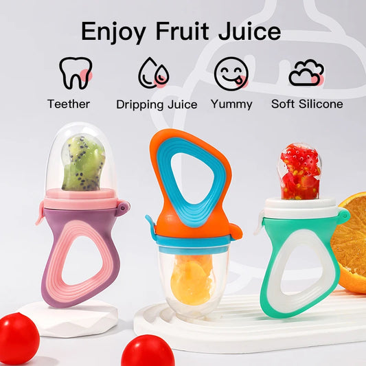 SAIDAH Infant Baby Food Fruit & Vegetable Feeder with Medium Mesh Bag Food Grade Liquid Silicone Yummy Nourishment Feeding