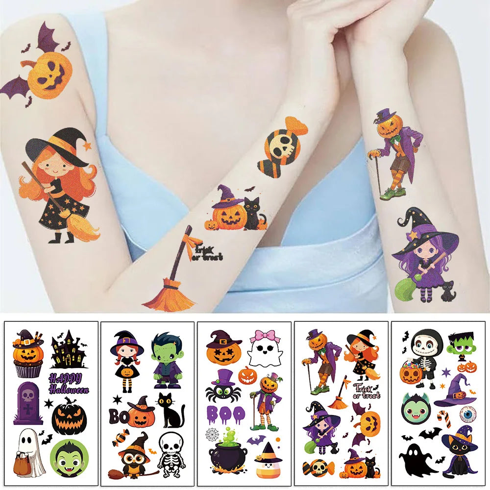 Halloween Pumpkin Temporary Tattoo Stickers - 10 Sheets