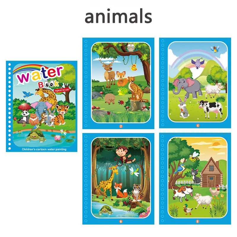 Reusable Magic Drawing Book for Kids with Pen Montessori Early Education Water Coloring Toy for Children Gift Water Drawing Book