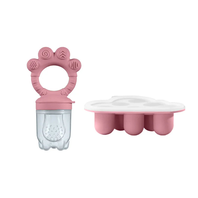 2pcs Set Baby Fruit Feeder Cube food set Bear PAWS Ice fruits and vegetables food box set body silicone baby meat puree