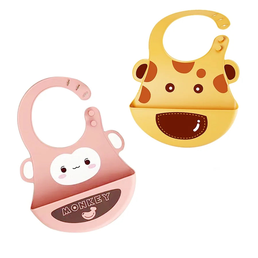 Baby three-dimensional bib baby elephant giraffe monkey silicone bib waterproof