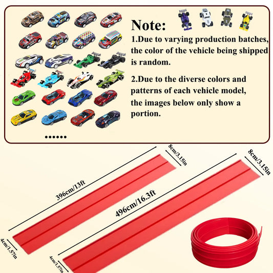 Flexible Race Track Children Toys DIY Double-track Racing Car Ramp Compatible 1/64th Cars Portable Rolls Up Boy Christmas Gift