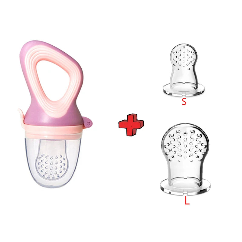 5 in 1 Baby Fruit Feeder with Nipple Set Baby Silicone Mesh Bag Pacifier Fruit and Vegetable Feeder Nursing Toddler Teething Toy