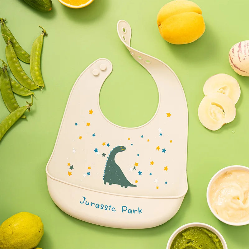 Silicone Baby Bib Waterproof Kids Boy Girl Feeding Stuff Adjustable Feeding Apron Food Grade Cartoon Burp Scarf Toddler Burp Bib
