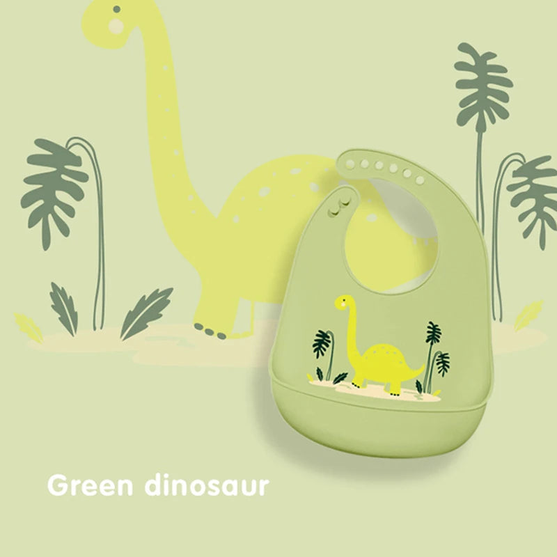 Silicone Baby Bib Waterproof Kids Boy Girl Feeding Stuff Adjustable Feeding Apron Food Grade Cartoon Burp Scarf Toddler Burp Bib