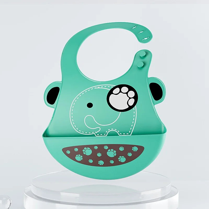 Baby three-dimensional bib baby elephant giraffe monkey silicone bib waterproof
