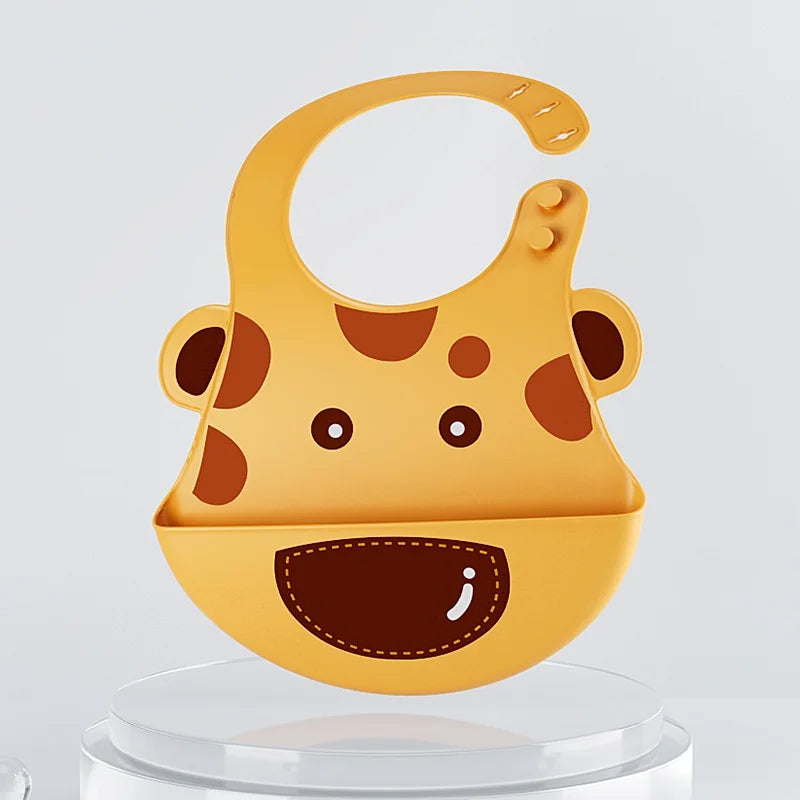 Baby three-dimensional bib baby elephant giraffe monkey silicone bib waterproof
