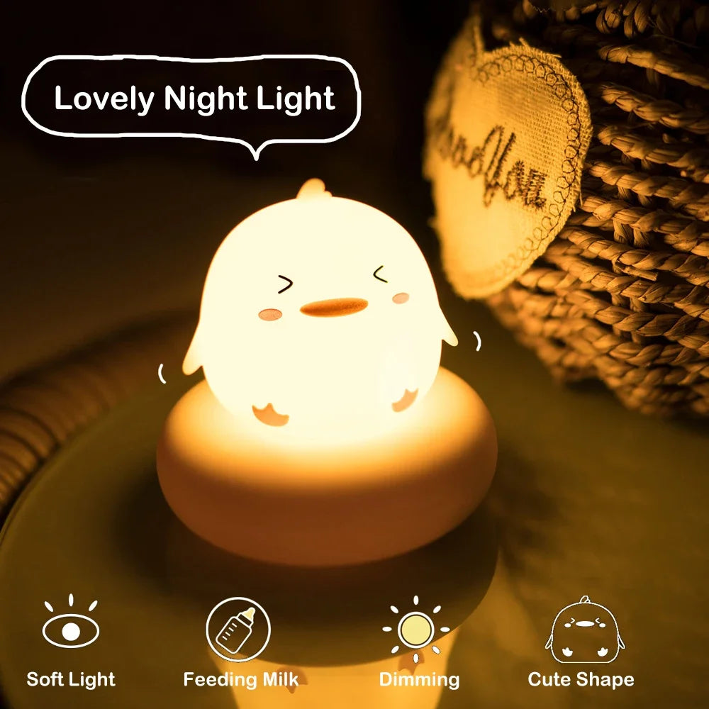 Cute Animal Night Light Novelty 3 Level Dimmable Nursery Nightlight USB Rechargeable Table Lamp for Breastfeeding Toddler Baby
