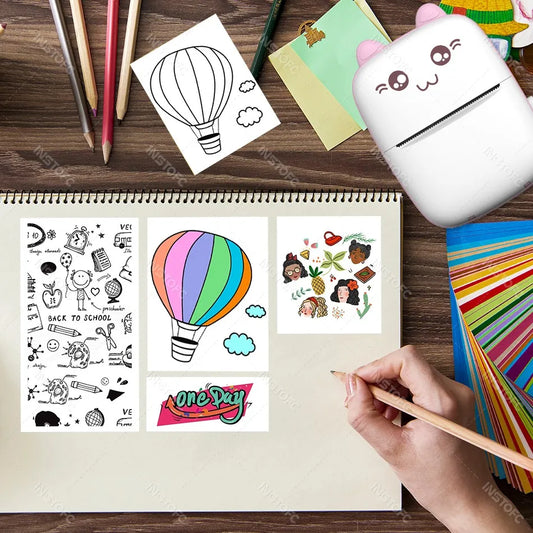 58mm Photo Label Portable Mini Thermal Printer Sticker Memo Tag Printing Cute Bluetooth Printer for IOS Android or 57mm Paper