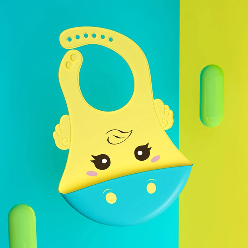 Silicone Baby Bib Waterproof Kids Boy Girl Feeding Stuff Adjustable Feeding Apron Food Grade Cartoon Burp Scarf Toddler Burp Bib