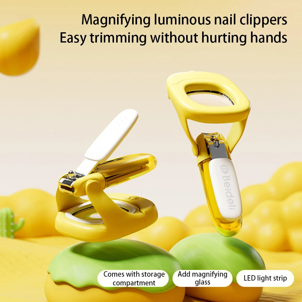 Baby Nail Clippers With LED Light/Magnifying Glass Splashproof Nail Trimmer Fingernails Toenails Nail Clippers Care For Home Use