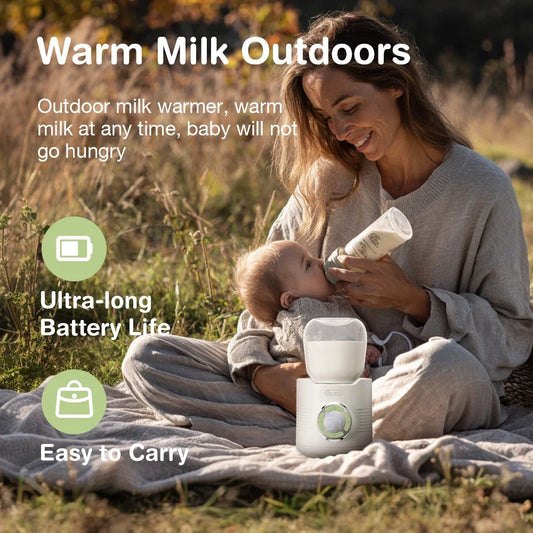 Portable Baby Milk Warmer LED Display Nursing Bottle Heater for Outdoor Travel with Dry Burn Prevention Baby Feeding Accessory