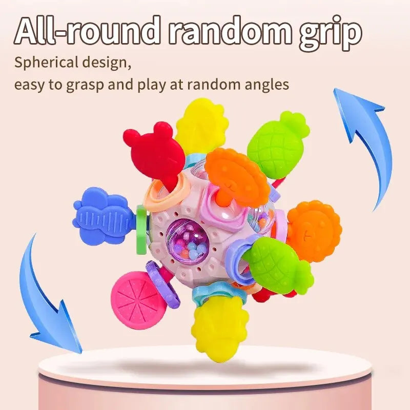 Baby Hand Ball Newborn Early Education Manhattan Grip Training Baby Rattle Gnawing Teether Rubber Ball Educational Children's To