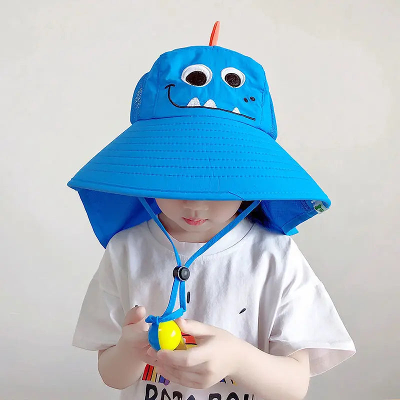 Summer Children's Sun Hat Foldable Baby Beach Hat UV Resistant Thin Breathable Large Brim Fisherman Cartoon Hat