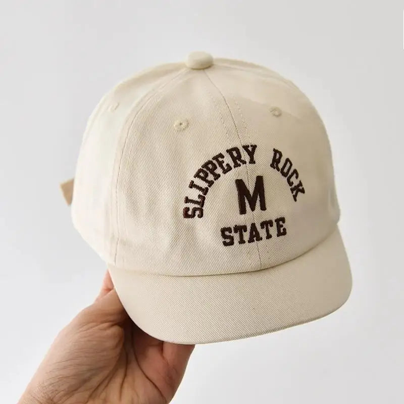 Korean Letter Embroidered Baby Cap Summer Toddler Boys Girls Cotton Baseball Caps Solid Color Kids Adjustable Peaked Hat