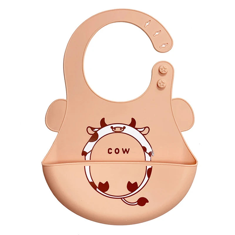 Silicone Baby Bib Waterproof Kids Boy Girl Feeding Stuff Adjustable Feeding Apron Food Grade Cartoon Burp Scarf Toddler Burp Bib
