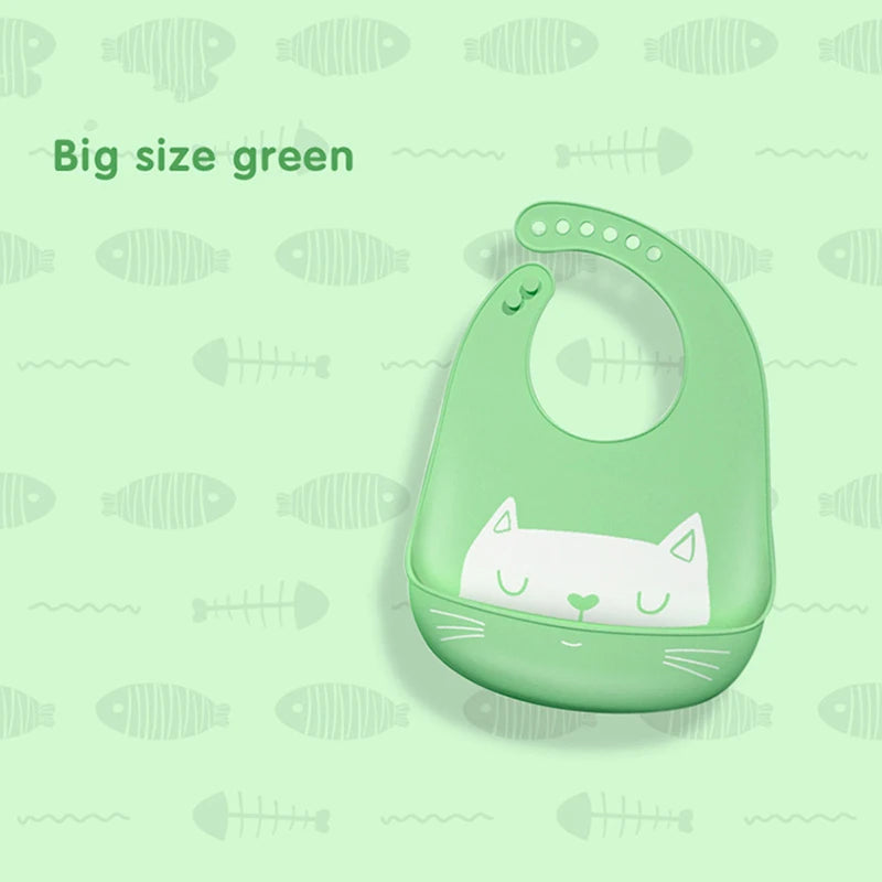 Silicone Babi Bib Waterproof Saliva Baby Bibs Cartoon Newborn Feeding Soft Edible Aprons Baby Adjustable Burp Scarf