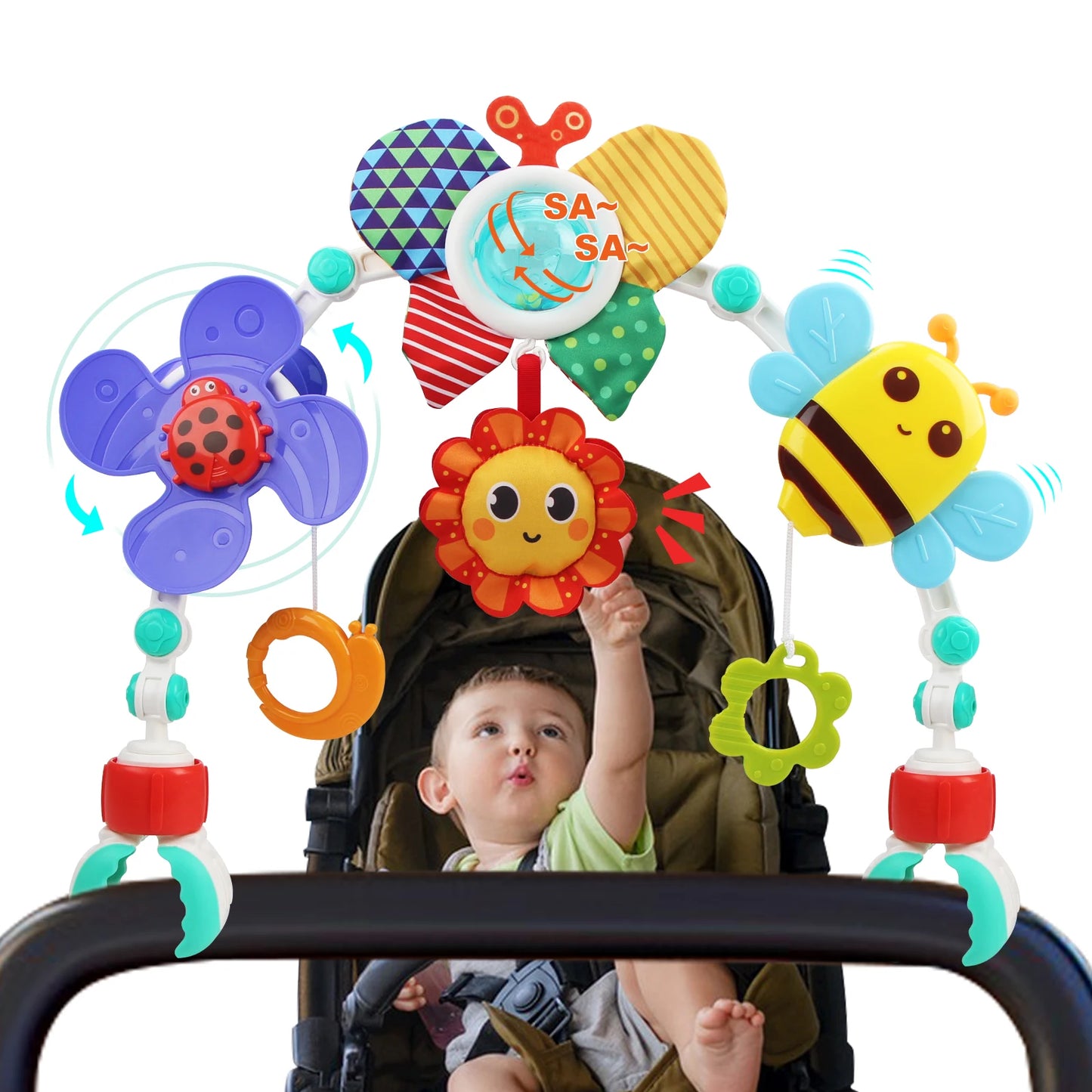 Baby Stroller Arch Toys Bouncer Toy Pram Activity Arch Toys Fine Motor Skills Toys Sensory Development Baby Car S