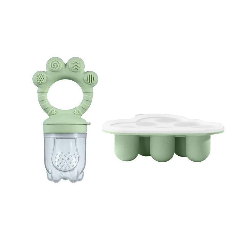 2pcs Set Baby Fruit Feeder Cube food set Bear PAWS Ice fruits and vegetables food box set body silicone baby meat puree