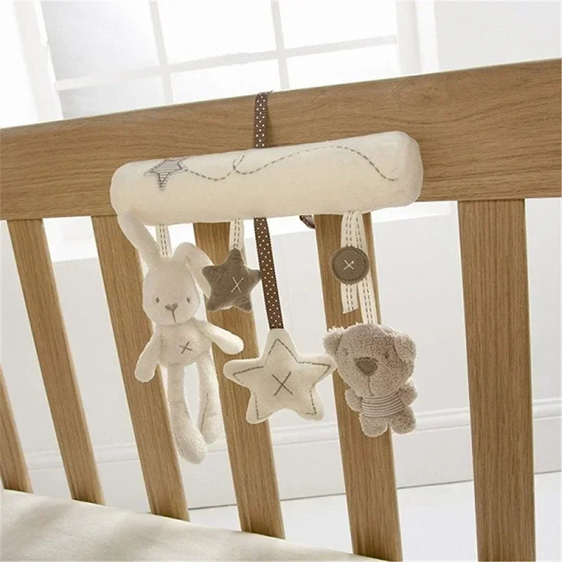 Soft Animal Rabbit Plush Toy Hanging Rattles for Baby Crib Car Safety Seat Travel Stroller Hanging Bell Plush Doll For Newborn