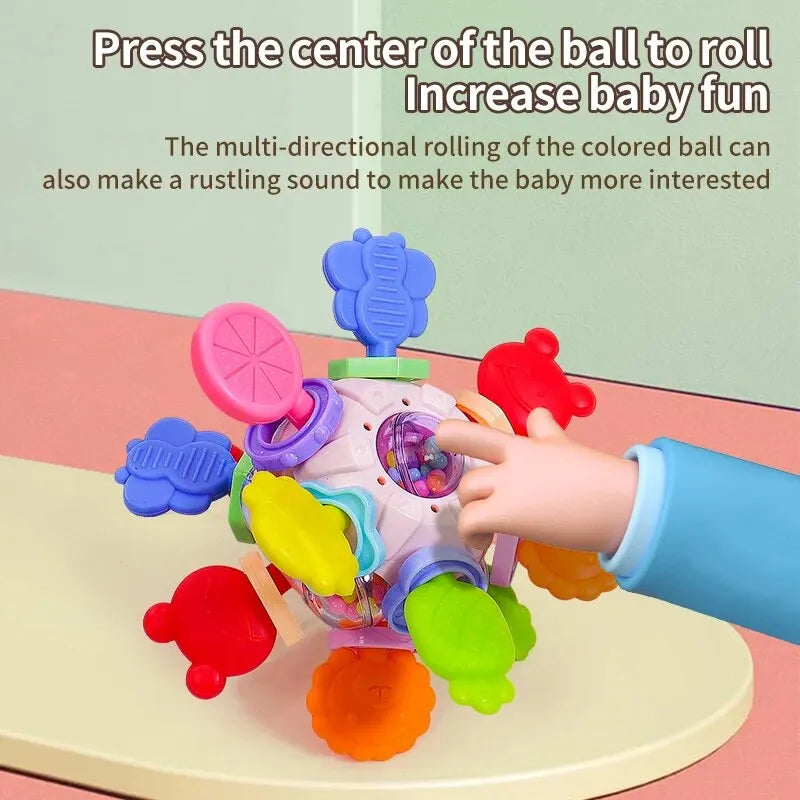 Baby Hand Ball Newborn Early Education Manhattan Grip Training Baby Rattle Gnawing Teether Rubber Ball Educational Children's To