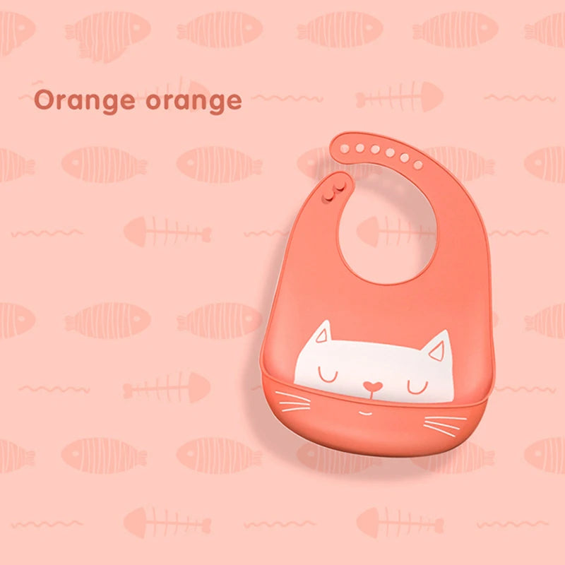 Silicone Babi Bib Waterproof Saliva Baby Bibs Cartoon Newborn Feeding Soft Edible Aprons Baby Adjustable Burp Scarf