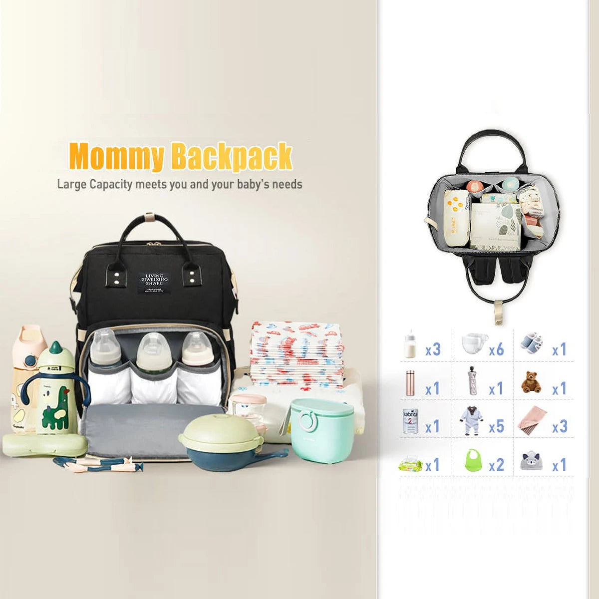 Diaper Bag Mummy Backpack Large Capacity Bag Mom Baby Multi-function Waterproof Outdoor Travel Diaper Bags For Baby Care