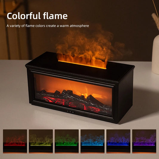 Mini Flame Essential Oil Diffuser – 7-Color Fireplace Aromatherapy Humidifier