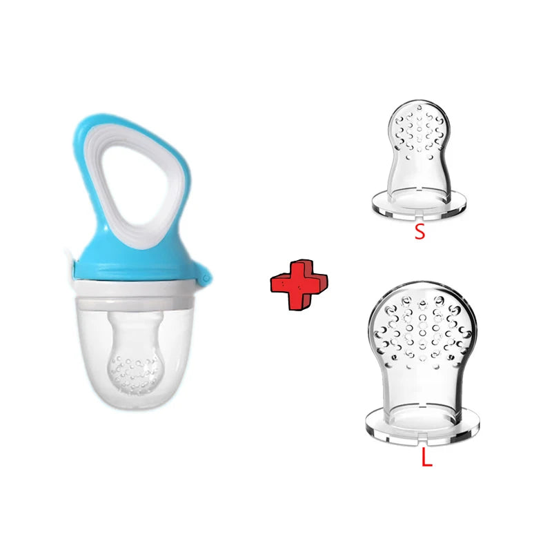 5 in 1 Baby Fruit Feeder with Nipple Set Baby Silicone Mesh Bag Pacifier Fruit and Vegetable Feeder Nursing Toddler Teething Toy