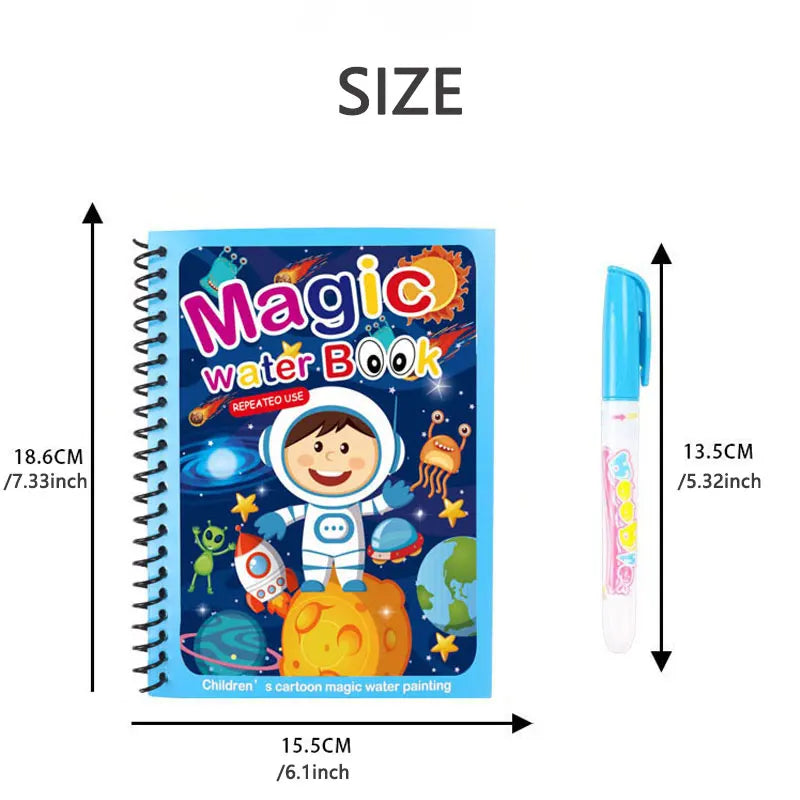 Reusable Magic Drawing Book for Kids with Pen Montessori Early Education Water Coloring Toy for Children Gift Water Drawing Book