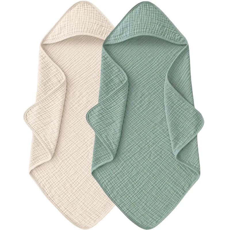 1PC Muslin Hooded Baby Towels Ultra-Soft Cotton Absorbent Baby Bath Towels with Hood for Newborn Baby Infant 30x30in