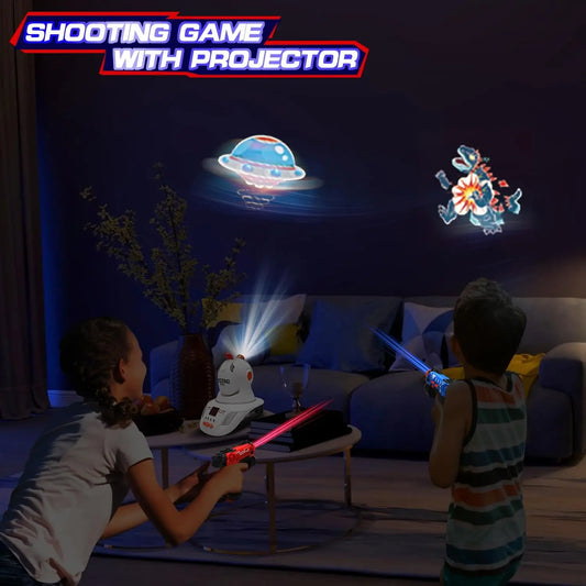 CSTAG Projector Duck UFO Hunting Shooting Game Kids Gifts Toy For Boys Laser Tag Infrared Mini Pistol Guns Battle Game Indoor