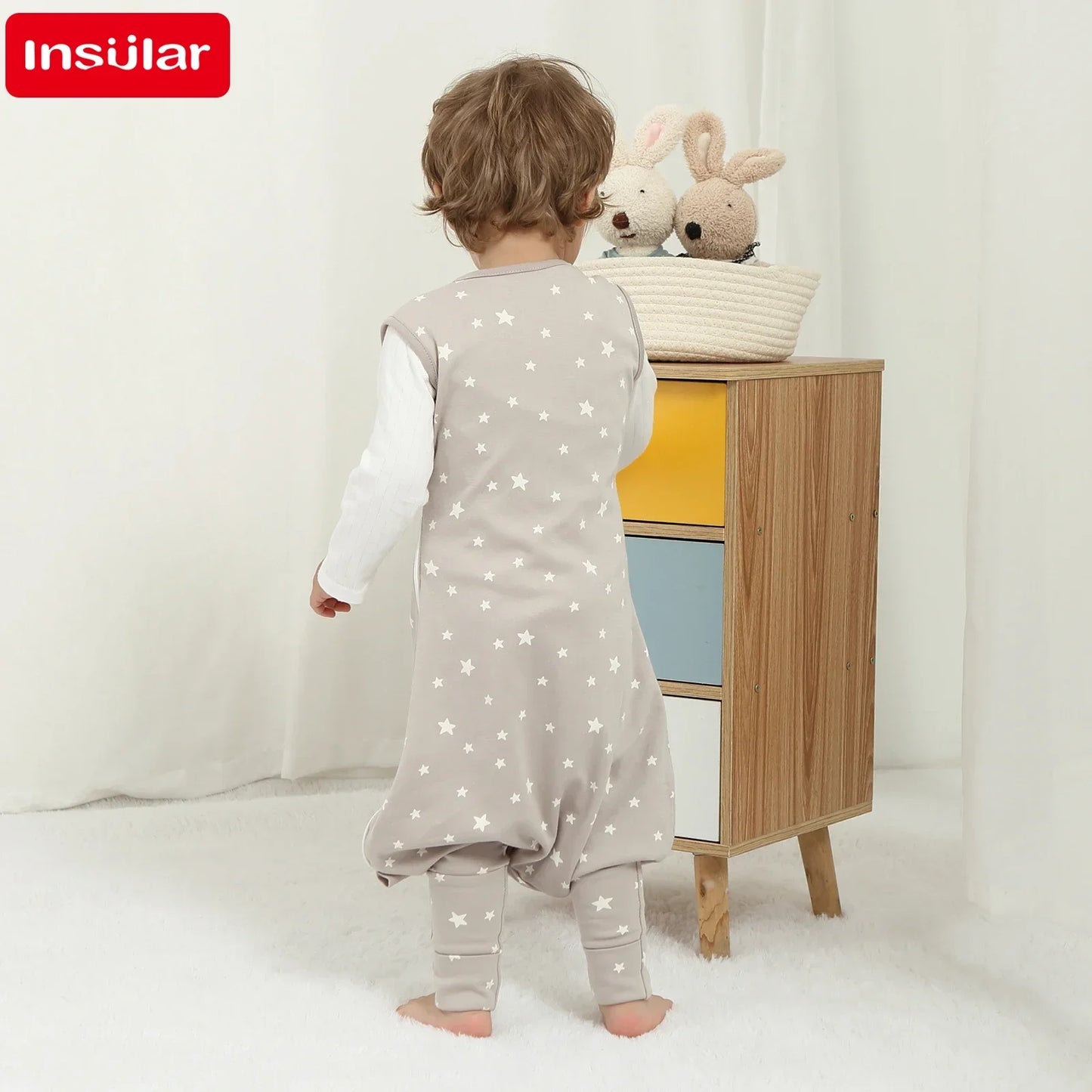INSULAR Baby Soft Sleep Sack With Feet Infant Sleeveless Sleeping Bags Children's Homewear Premium Cotton 2-Way Zipper4 Seasons