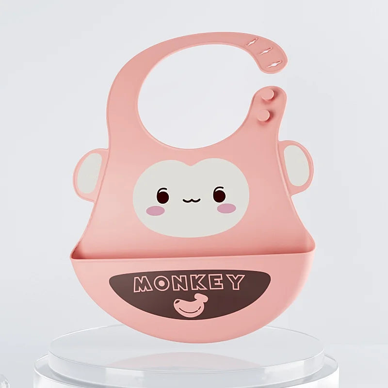 Baby three-dimensional bib baby elephant giraffe monkey silicone bib waterproof