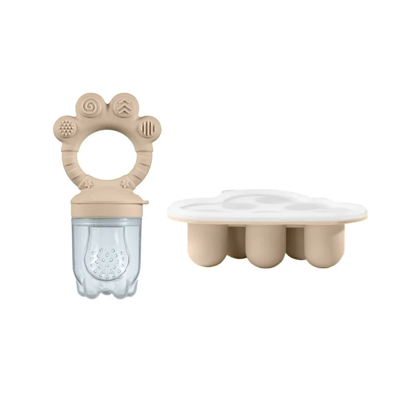 2pcs Set Baby Fruit Feeder Cube food set Bear PAWS Ice fruits and vegetables food box set body silicone baby meat puree