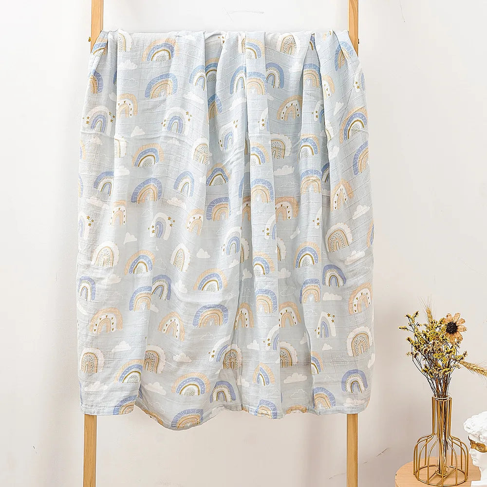 120x120cm Bamboo Cotton Baby Swaddle Bedding Bath Towel Infant Wrap Gauze Muslin Blankets Breathable For Newborn Baby Dropship