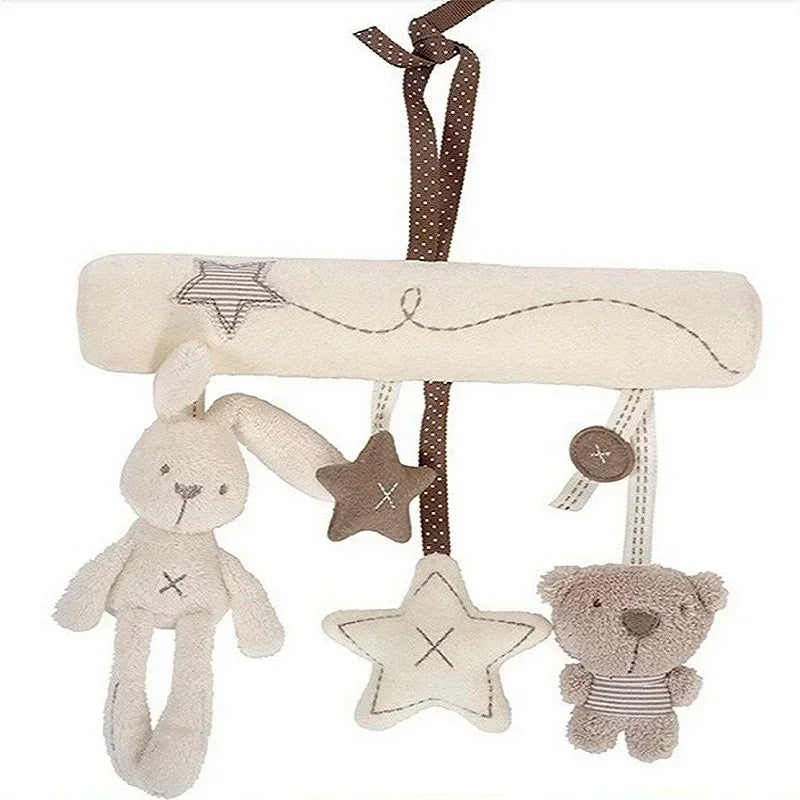 Soft Animal Rabbit Plush Toy Hanging Rattles for Baby Crib Car Safety Seat Travel Stroller Hanging Bell Plush Doll For Newborn
