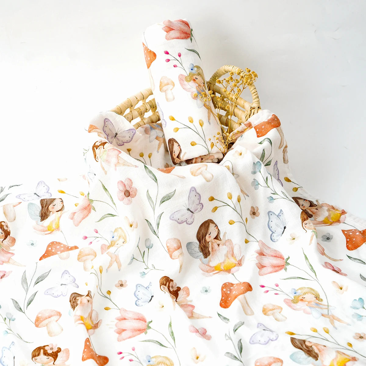 HappyFlute New One Piece Digital Print Bamboo Cotton 2 Layers Super Soft Muslin Swaddle High Quality Wrap For Newborn Blanket