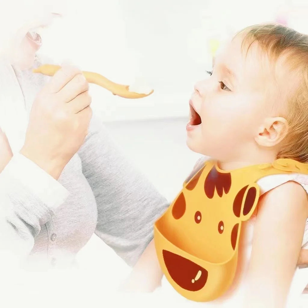 Baby three-dimensional bib baby elephant giraffe monkey silicone bib waterproof