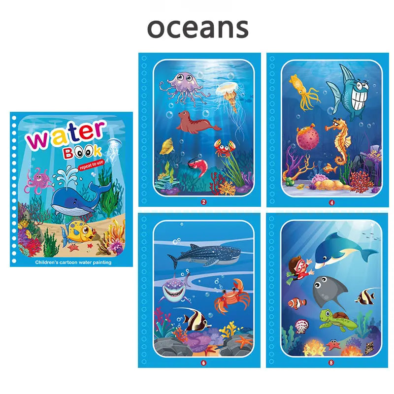Reusable Magic Drawing Book for Kids with Pen Montessori Early Education Water Coloring Toy for Children Gift Water Drawing Book