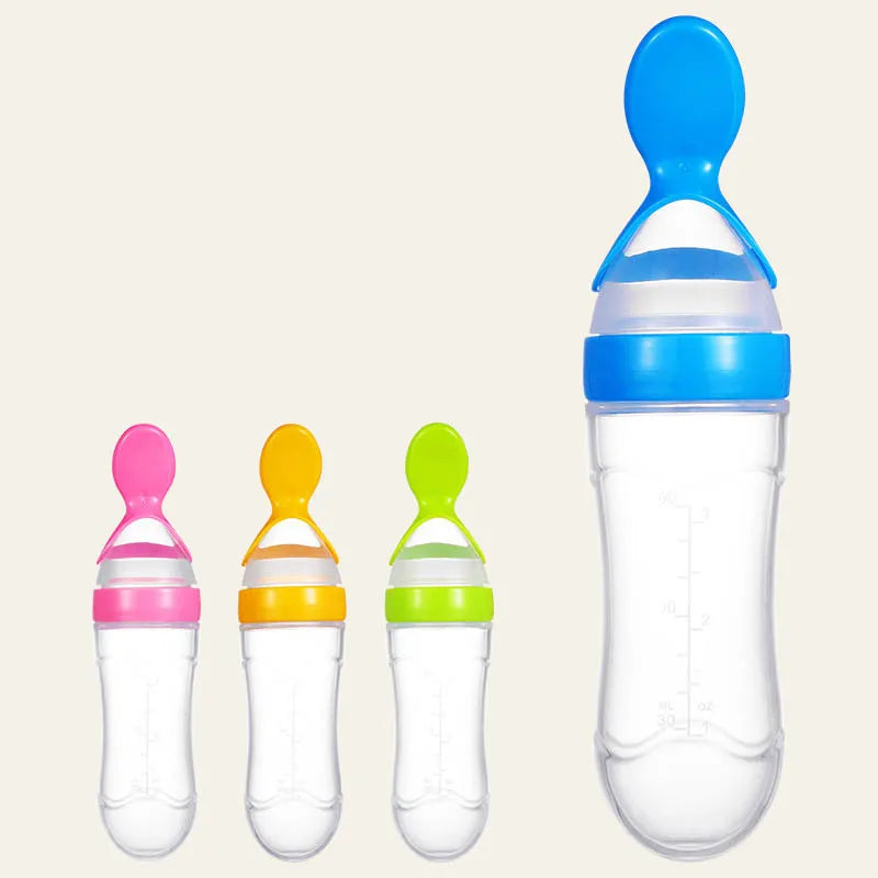 Baby Silicone Squeezing Feeding Bottle Newborn Baby Training Spoon Infant Cereal Food Supplement Feeder Bbay Safe Tableware