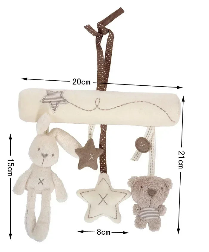 Soft Animal Rabbit Plush Toy Hanging Rattles for Baby Crib Car Safety Seat Travel Stroller Hanging Bell Plush Doll For Newborn