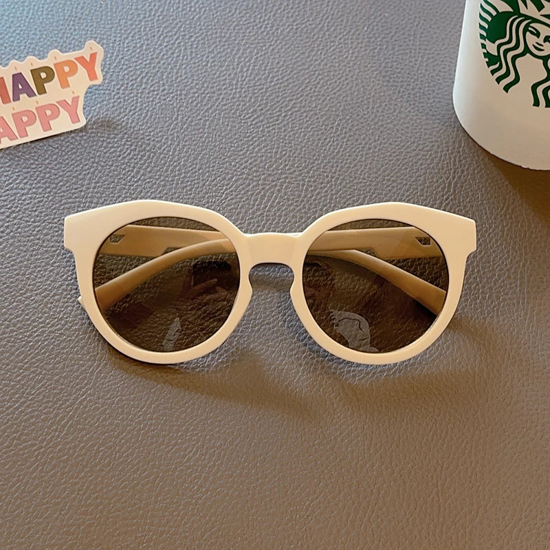 2025 New Kids Cute Checker Panel Color Round UV400 Sunglasses Baby Girls Outdoor Sun Protection Sunglasses Children Sun Glasses